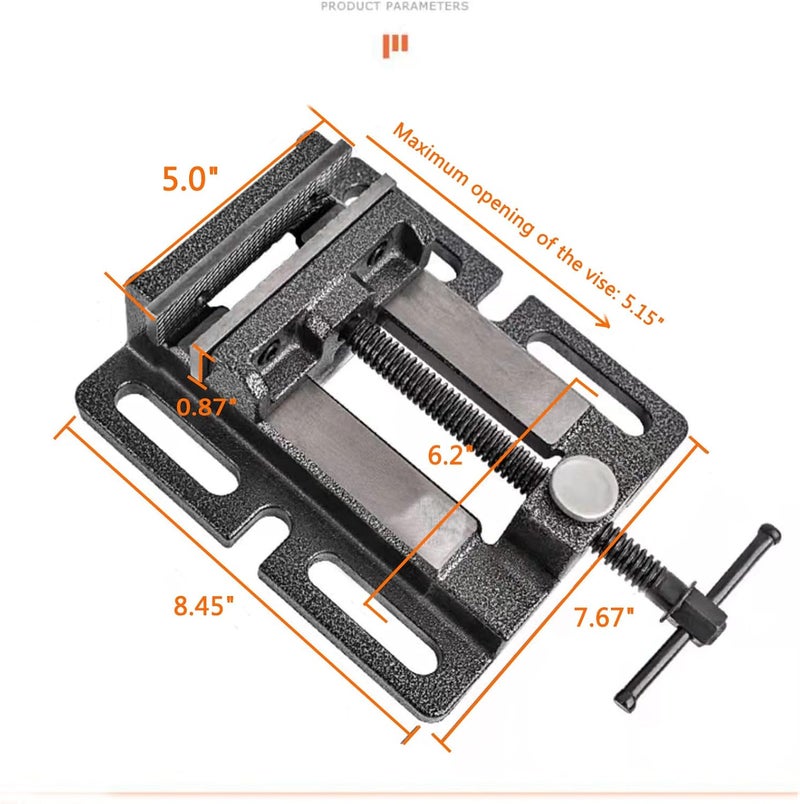 MYTEC Heavy Duty Vice for Drill Press, 5.0" Black, Quick Release Workbench Industrial Vise Clamp, High-grade cast steel Bench Clamp - Image 2